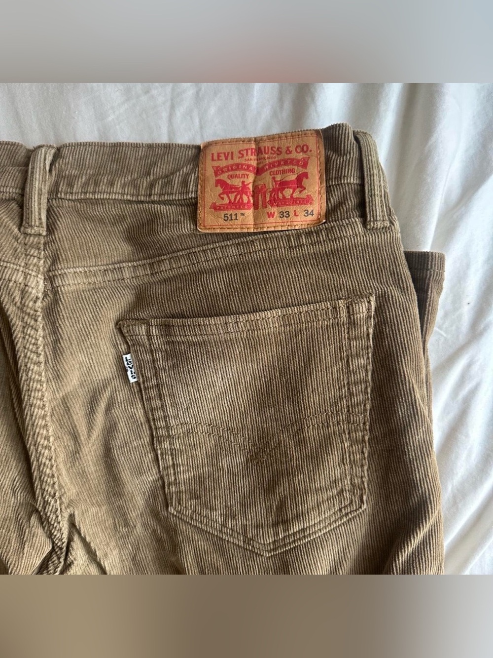 Men's Corduroy Pants in Brown - Picture 2 of 3